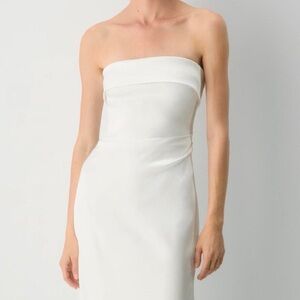 Strapless White Satin Dress